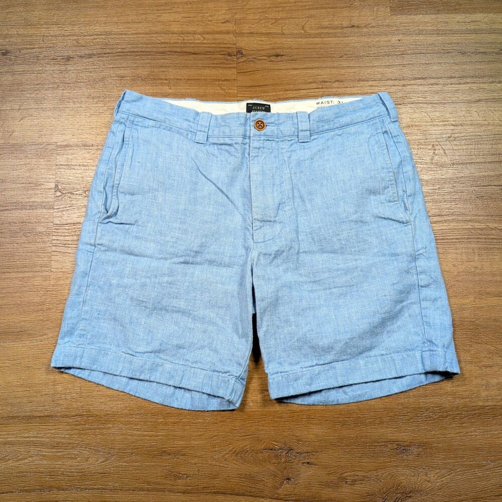 J Crew Stanton Shorts Mens 31x7 Blue Baird McNutt Irish Linen Blend Chino